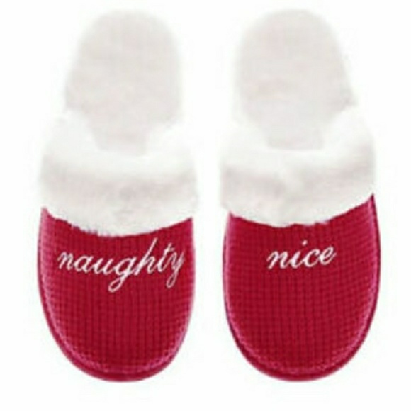 Victoria's Secret Shoes - Victoria's Secret Christmas naughty nice slippers Victoria's Secret Shoes - Victoria's Secret Christmas naughty nice slippers